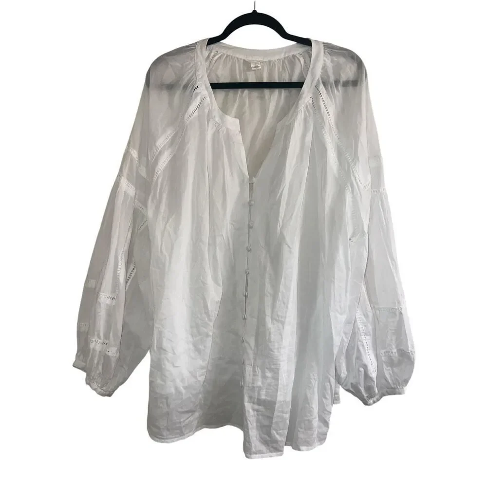 ✨Caslon Open Eyelet Button Up White Sz 3X Blouse✨